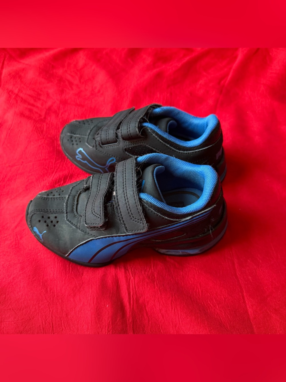 Puma Kids Black and Blue Velcro Sneaker